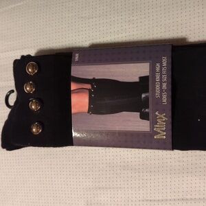 Minx black studded knee highs. Ladies, one size fits most. NEW